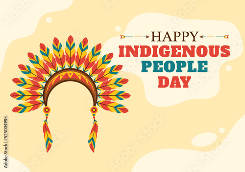 Worlds Indigenous Peoples Day on August 9 Hand Drawn Cartoon Flat Illustration to Raise Awareness and Protect the Rights Population