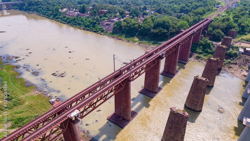 Aerial view of a bridge in India
