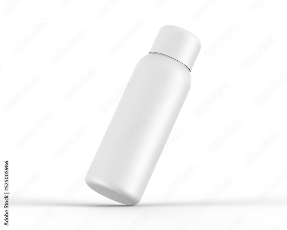 Cosmetic bottle mockup template on isolated white background, 3d render illustration Cosmetic bottle mockup template on isolated white background, 3d render illustration