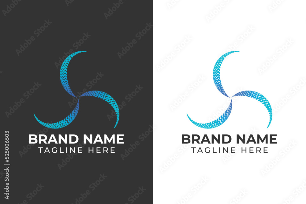 Obraz premium logo tech abstract wind blue wave gradient blue template design 