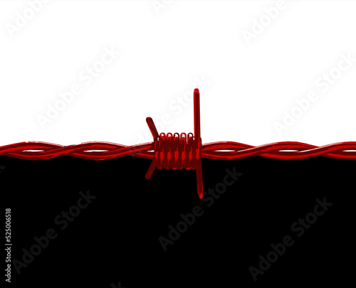 Red barbed wire. A vectorial drawing symbolizing the division of slavery and freedom, tyranny and democracy, powerlessness and law, war and peace.