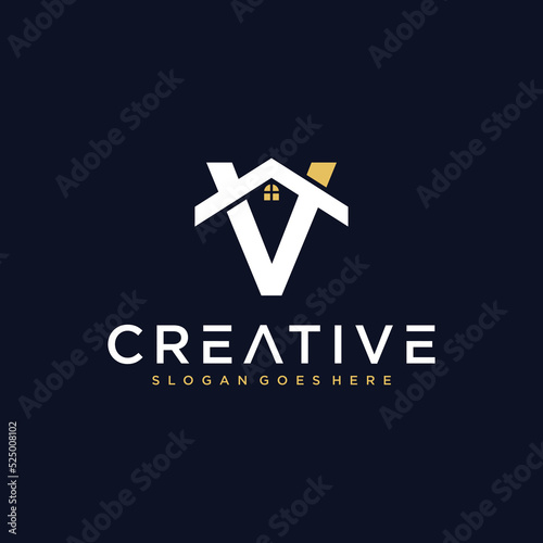 Letter V Home Logo Design