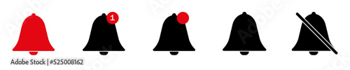 Bell notification simple icons set. Vector for multiple use. eps10