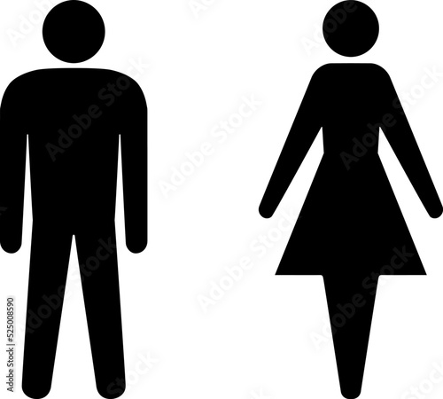 Set of man and woman icons for restroom. Vector toilet signs of ladies and gents. Male and female silhouettes for WC doors.