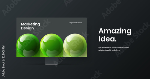 Premium monitor mockup web banner layout. Clean landing page vector design illustration.