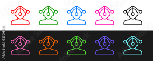 Set line Hypnosis icon isolated on black and white background. Vector