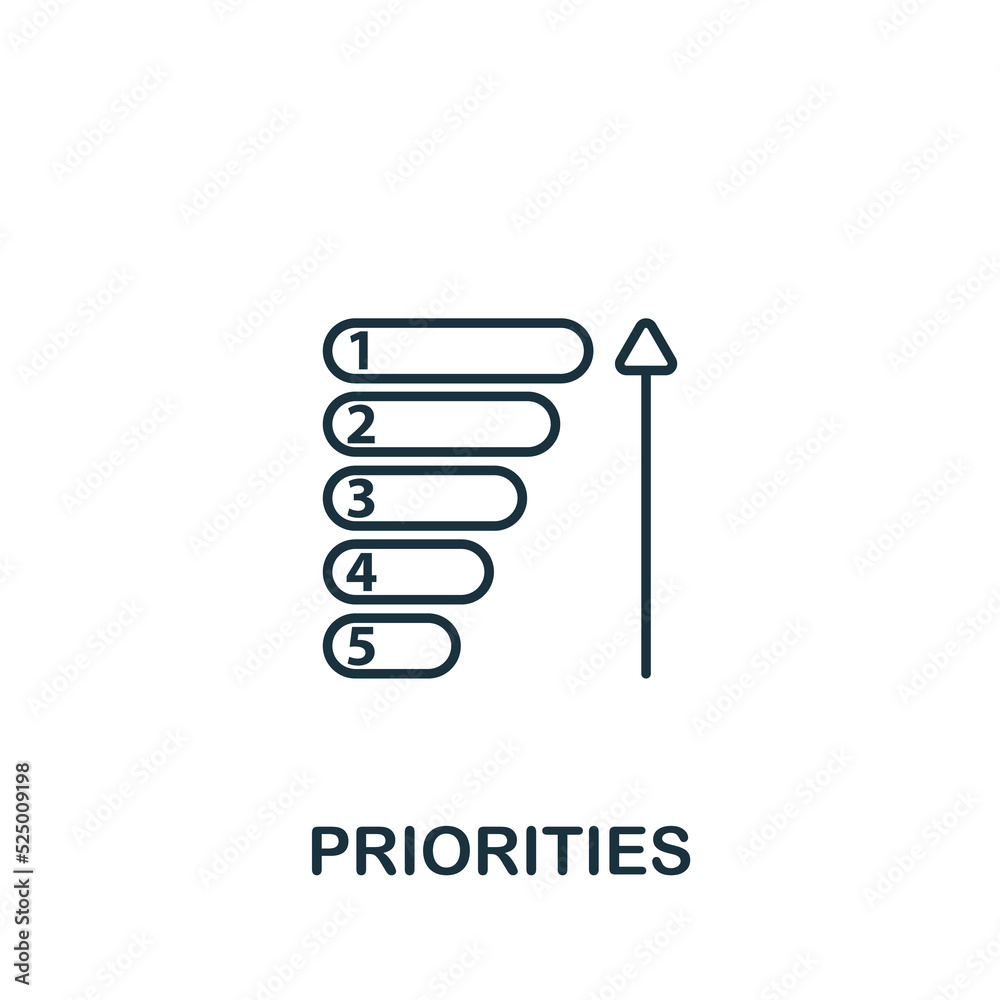 Priorities icon. Line simple icon for templates, web design and infographics Priorities icon. Line simple icon for templates, web design and infographics