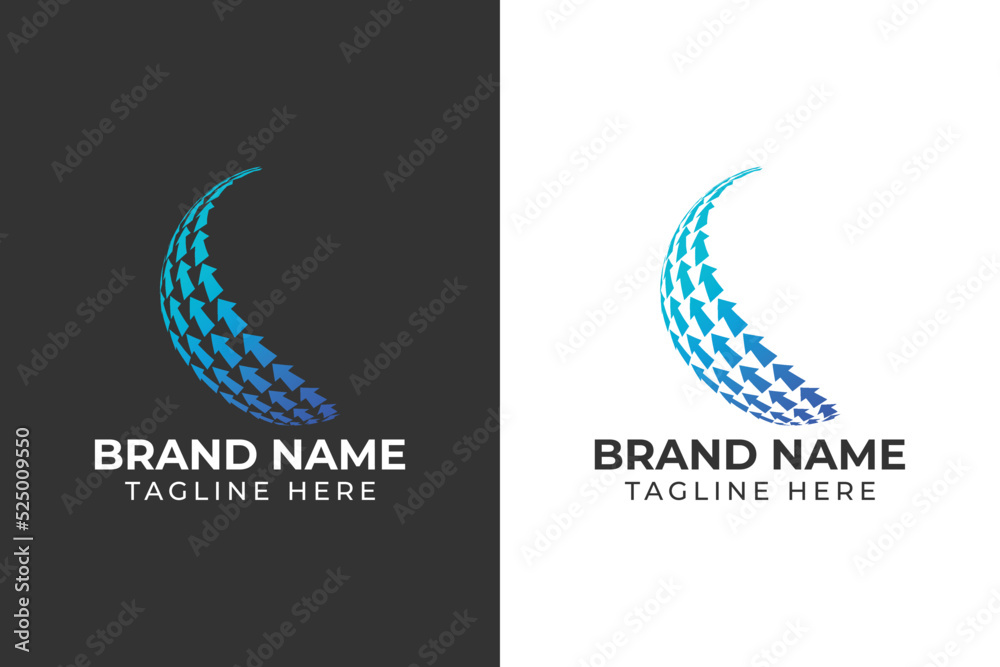 Obraz premium logo arrow half globe tech template design 