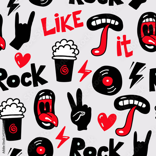 rock party seamless vector pattern