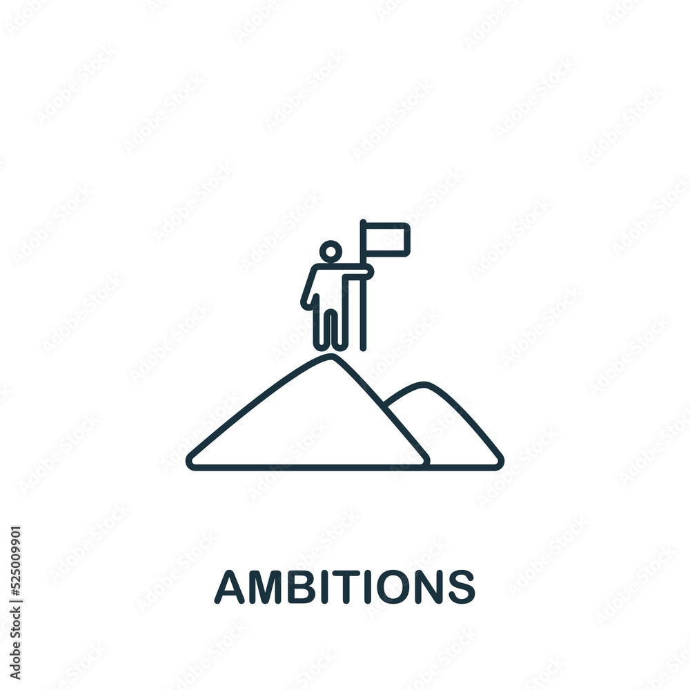 Ambitions icon. Line simple icon for templates, web design and infographics Ambitions icon. Line simple icon for templates, web design and infographics