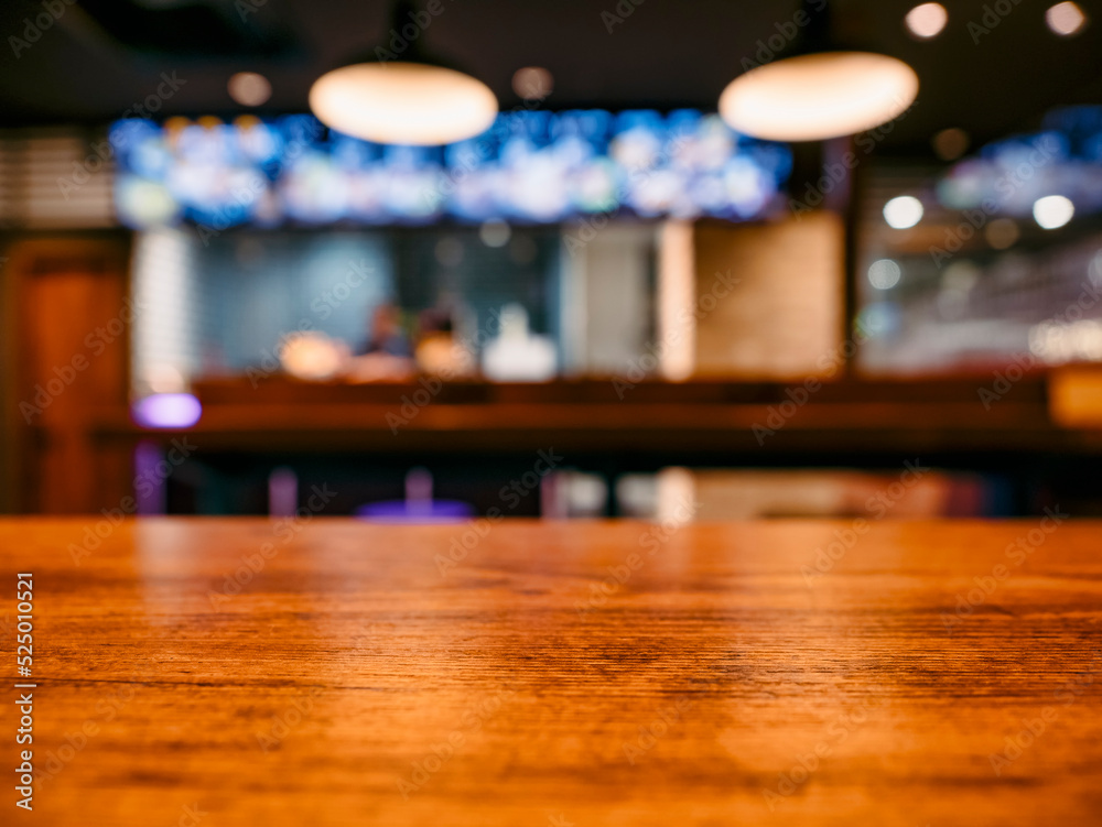 Table top counter bar Restaurant blur background