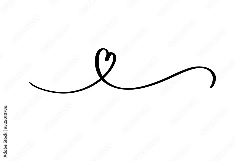 Squiggle and swirl line with a heart. Hand drawn calligraphic swirl. Squiggle and swirl line with a heart. Hand drawn calligraphic swirl.