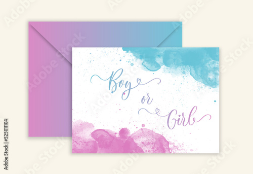 Gender Reveal calligraphy banner Boy or Girl. For Baby shower party invitation