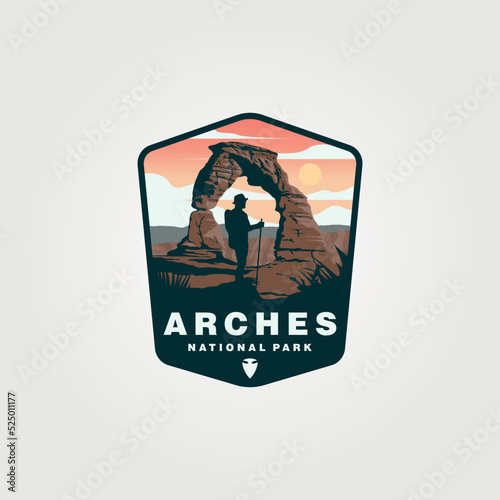 Valokuvatapetti vector of arches national park vintage logo symbol illustration design