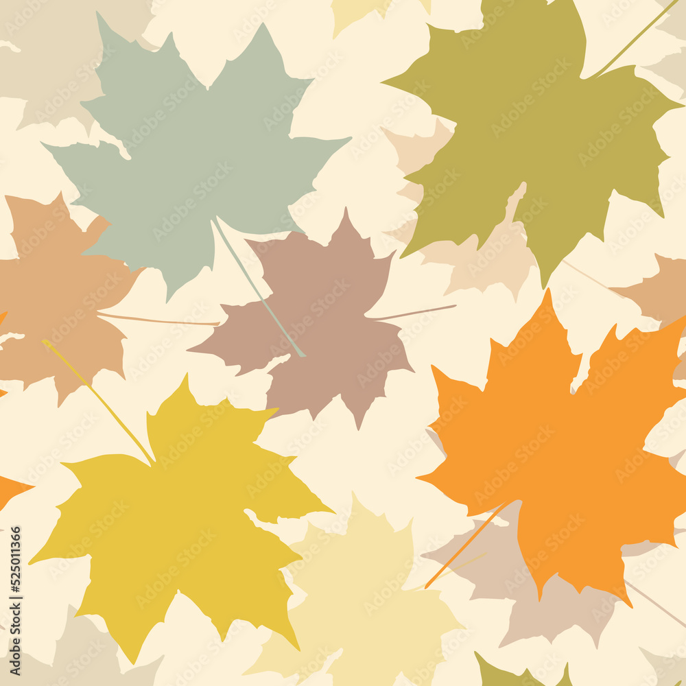 Seamless pattern of autumn bright maple leaves on a light background. Seamless pattern of autumn bright maple leaves on a light background.