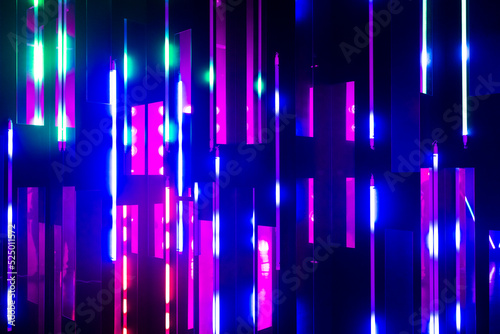 Empty room with abstract neon lighting