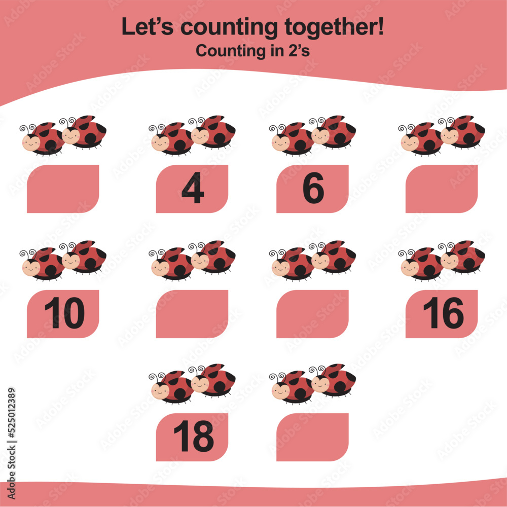 Counting game for children. Count multiples of two. Educational ...