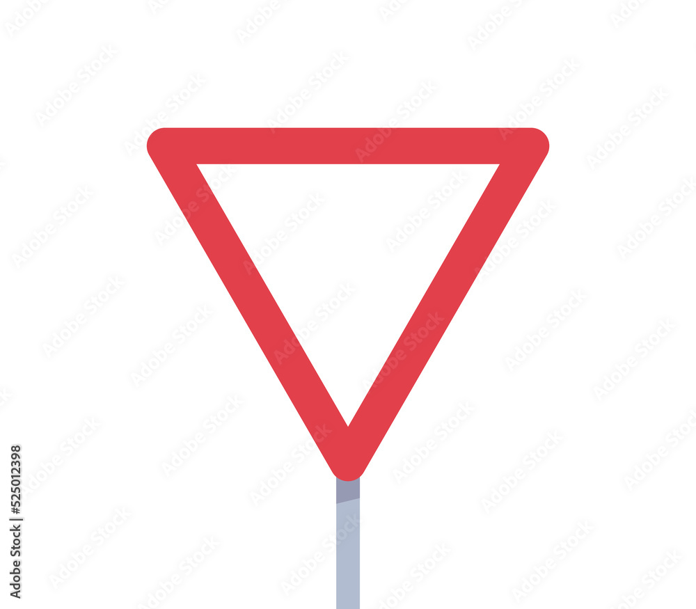 Yield triangle sign and road traffic coordination symbol on white ...