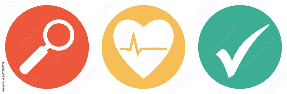 Gesundheits-Check, Arzt oder Doktor suchen - Bunter Button Banner Gesundheits-Check, Arzt oder Doktor suchen - Bunter Button Banner