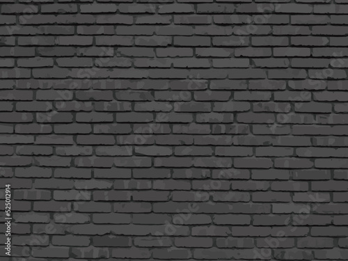 Brick wall, black relief texture with shadow, vector background illustration