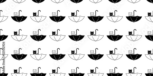 cat seamless pattern kitten umbrella calico vector cartoon pet scarf isolated repeat background animal tile wallpaper gift wrapping paper illustration doodle design