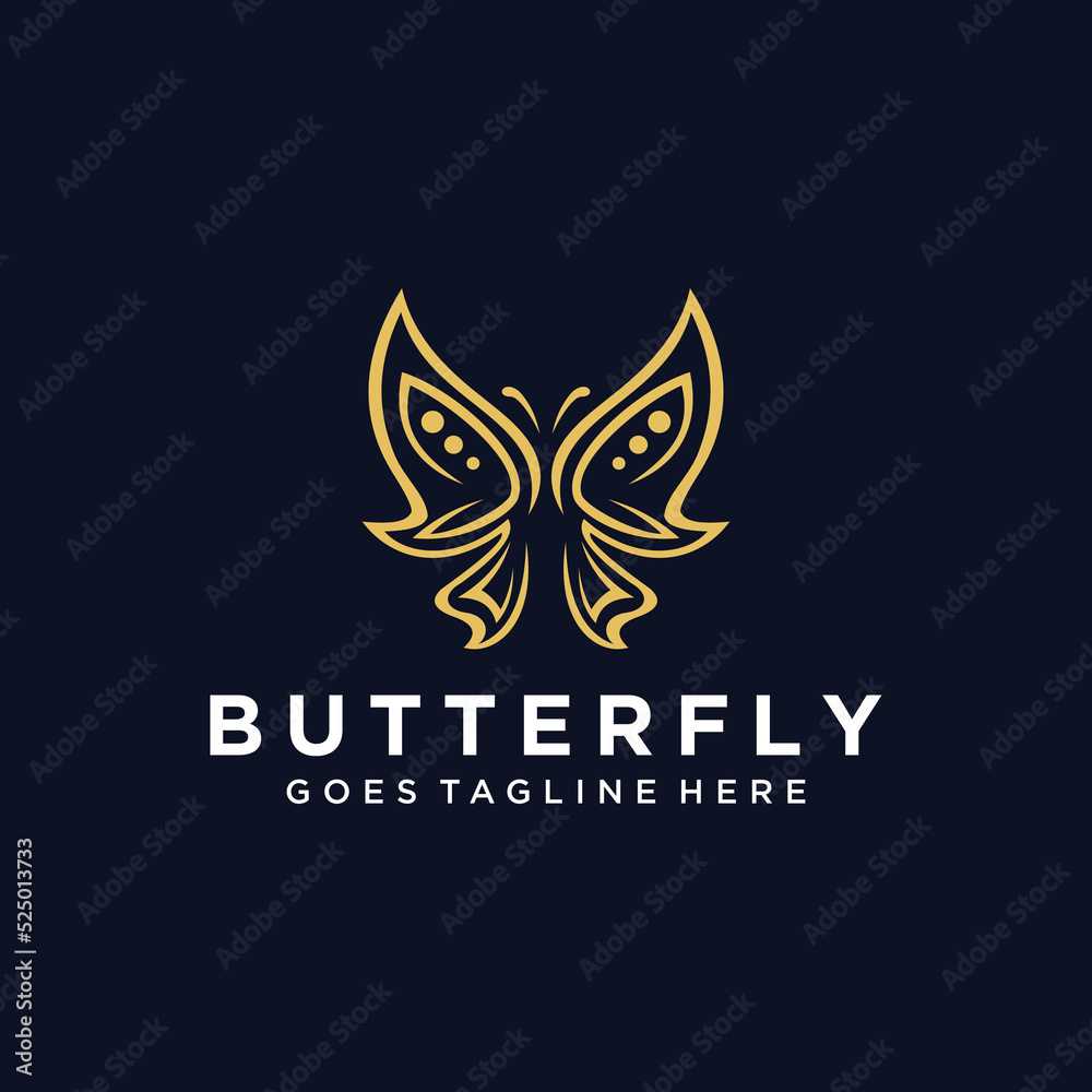 Golden Luxury Butterfly Logo Design Golden Luxury Butterfly Logo Design