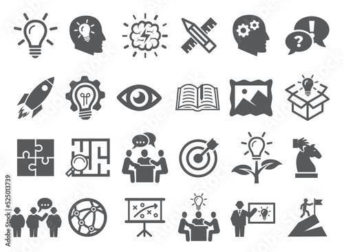 Creative icons set on white background