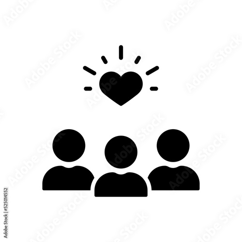 Employee Retention Work Care Silhouette Icon. Customer Loyalty Program Black Icon Heart Symbol. Customer Company Service Support Assistance Pictogram. Isolated Vector Illustration
