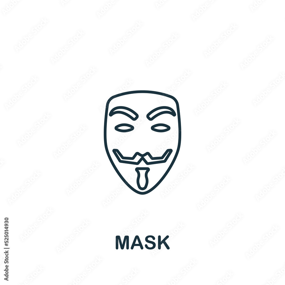 Mask icon. Line simple line Protest icon for templates, web design and infographics Mask icon. Line simple line Protest icon for templates, web design and infographics