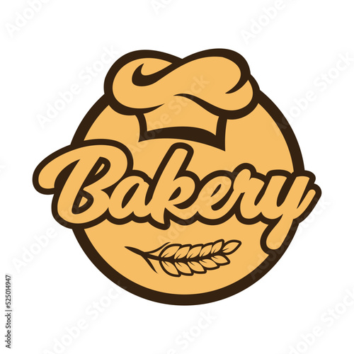 bakery chef hat wheat logo vector design
