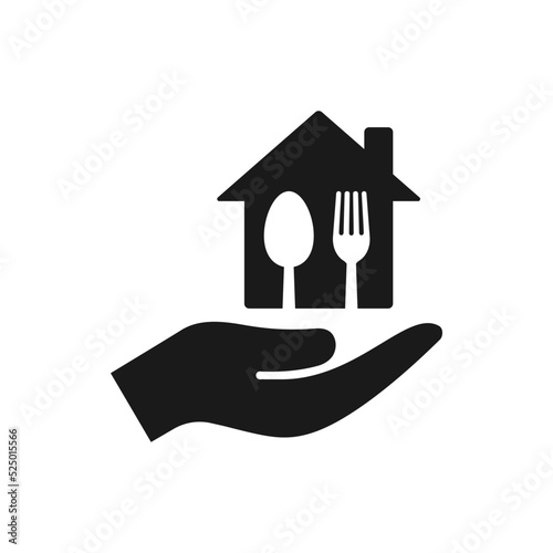 Restaurant icon on hand flat style isolated on white background. Vector illustration