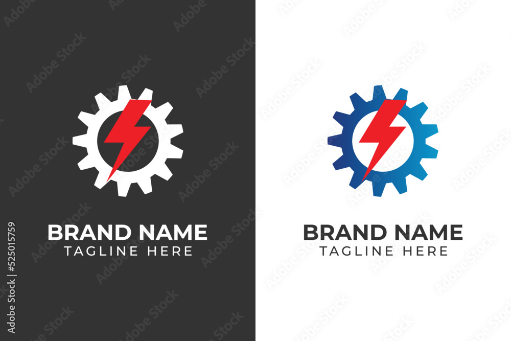 Fototapeta premium logo gear power with gradient color template design 
