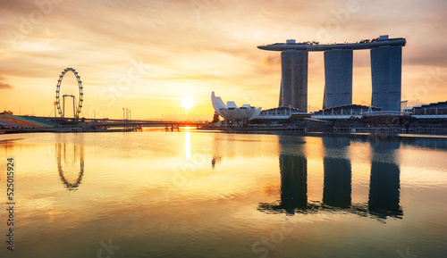 Photography Singapore city skyline panorama at sunrise