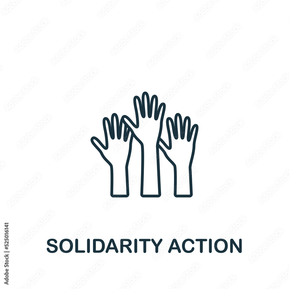 Solidarity Action icon. Line simple line Protest icon for templates, web design and infographics Solidarity Action icon. Line simple line Protest icon for templates, web design and infographics