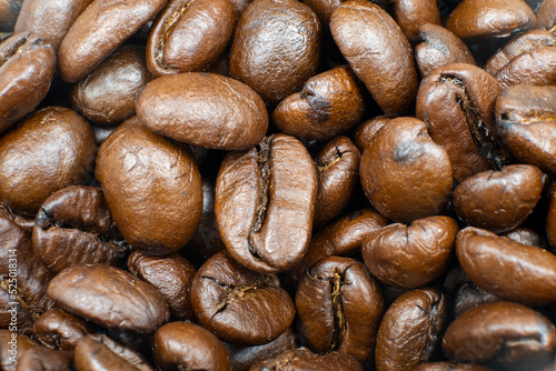 Close-up of roasted coffee beans