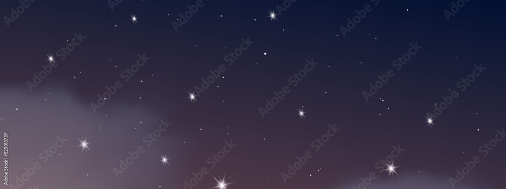 Fototapeta premium Night sky with clouds and many stars