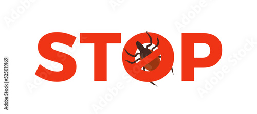 Stop encephalitis ticks warning banner or sign, vector illustration isolated.