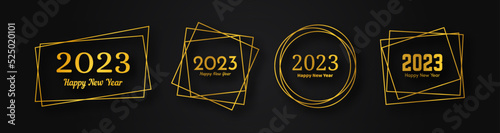 2023 Happy New Year gold geometric polygonal background