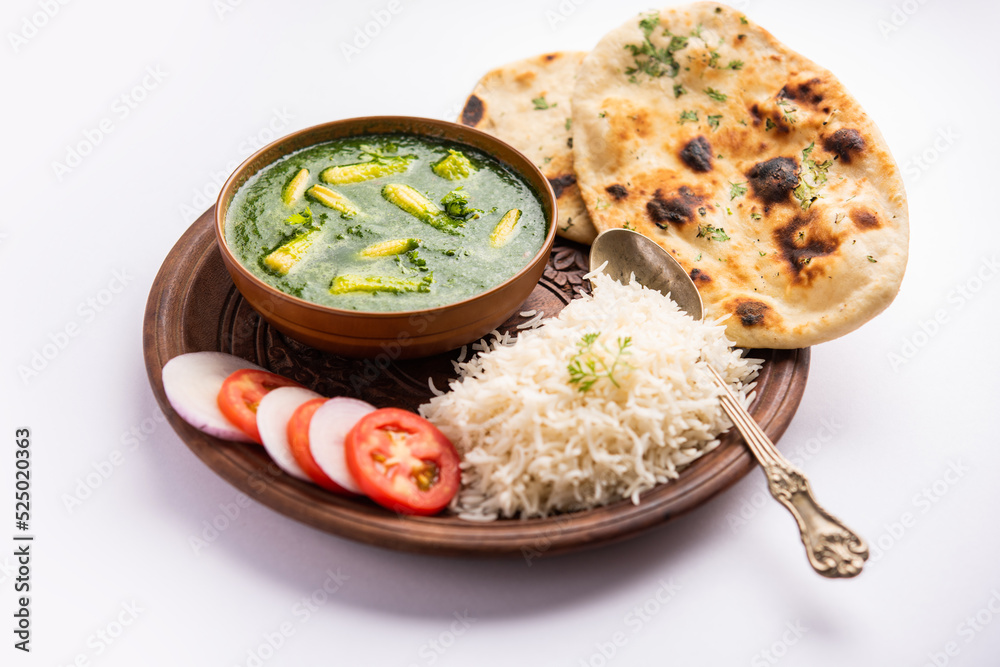 Palak Baby Corn Sabzi Also Known As Spinach Makai Curry Served With palak-baby-corn-sabzi-also-known-as-spinach-makai-curry-served-with