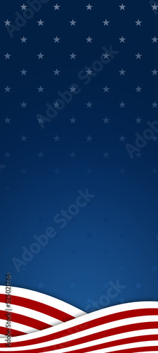 Vertical illustration with white stars and on a blue background 