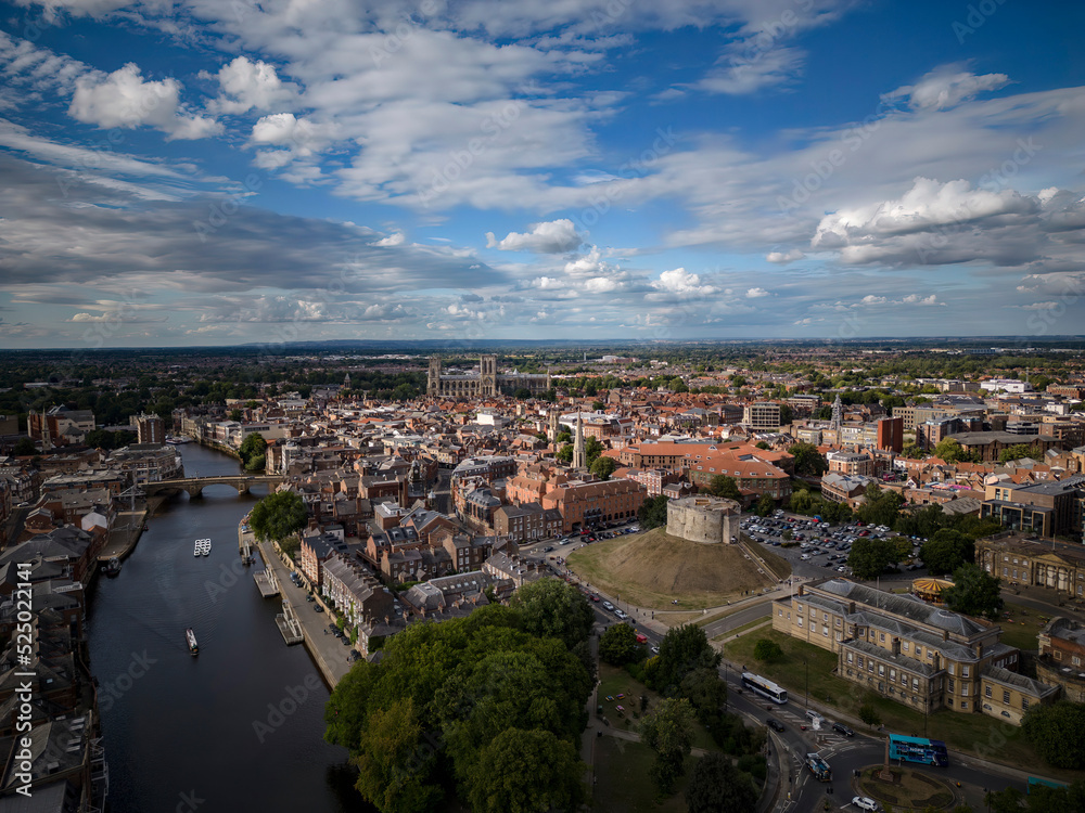 Aerial view of York City in Yorkshire UK