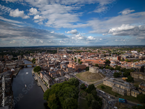 Aerial view of York City in Yorkshire UK