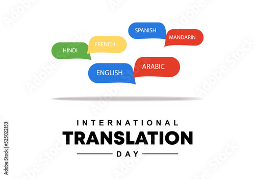 International translation day background banner poster with word languages on september 30.