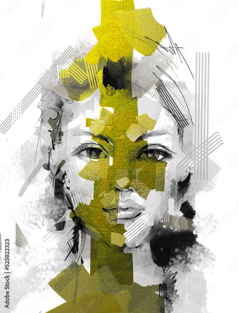 abstract-paint-portrait-with-black-white-and-gold-color-in-oil