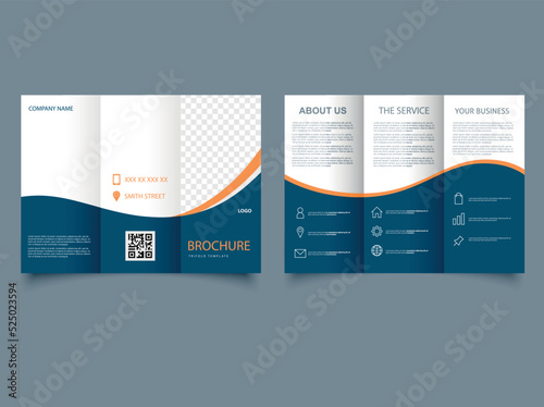 Creative modern corporate business trifold brochure design template with line icons.
