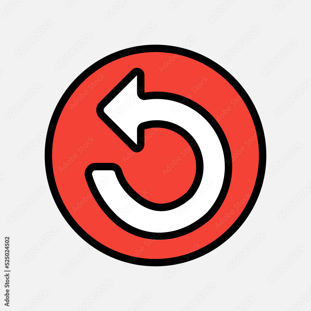 Undo arrow icon in filled line style, use for website mobile app presentation Undo arrow icon in filled line style, use for website mobile app presentation