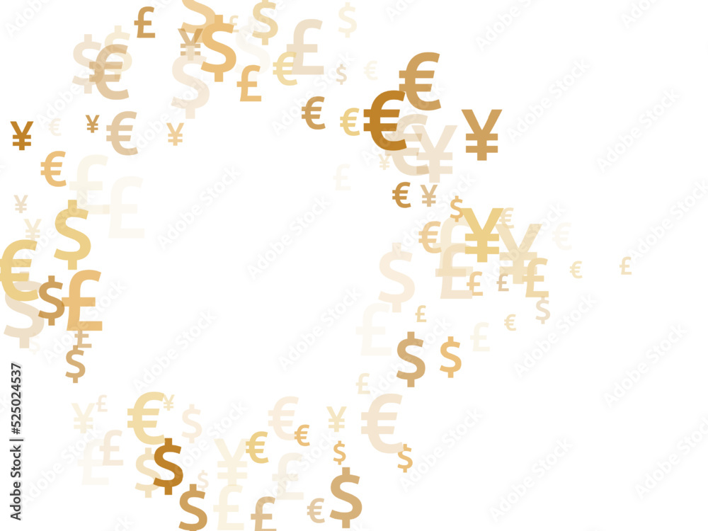 Euro dollar pound yen gold signs flying currency vector design. Marketing concept. Currency Euro dollar pound yen gold signs flying currency vector design. Marketing concept. Currency