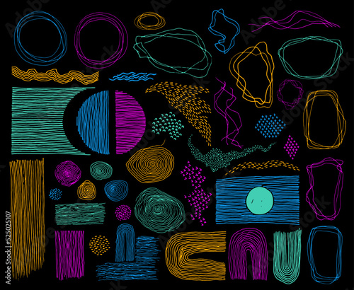 Scribble frames, lines and dots texture backgrounds vector collection.