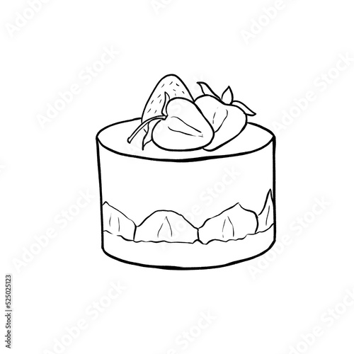 Strawberry cake. Cheesecake with berries. Dessert for a birthday or other holiday. Illustration