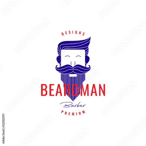 old beard and hairstylist logo design vintage